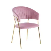 Krzesło na złotych nogach tapicerowane różowe K4-ZA